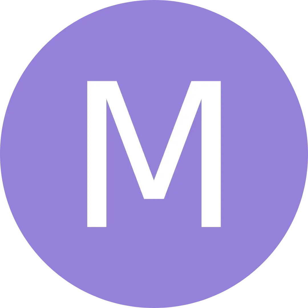 Bold white letter M centered on a solid purple circular background.