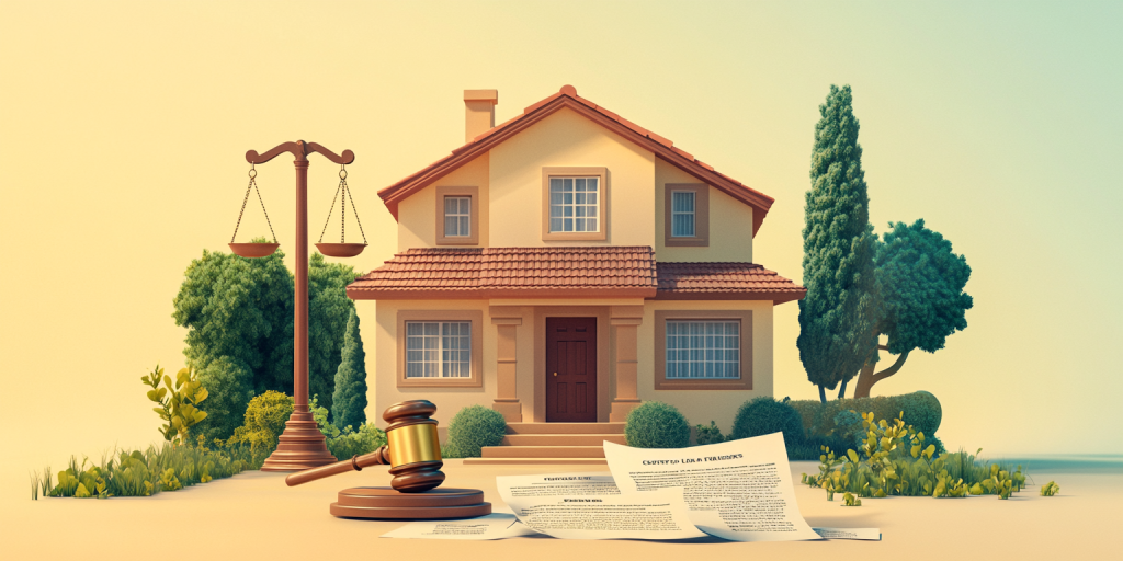 Legal gavel and house silhouette representing probate and court-ordered sales.